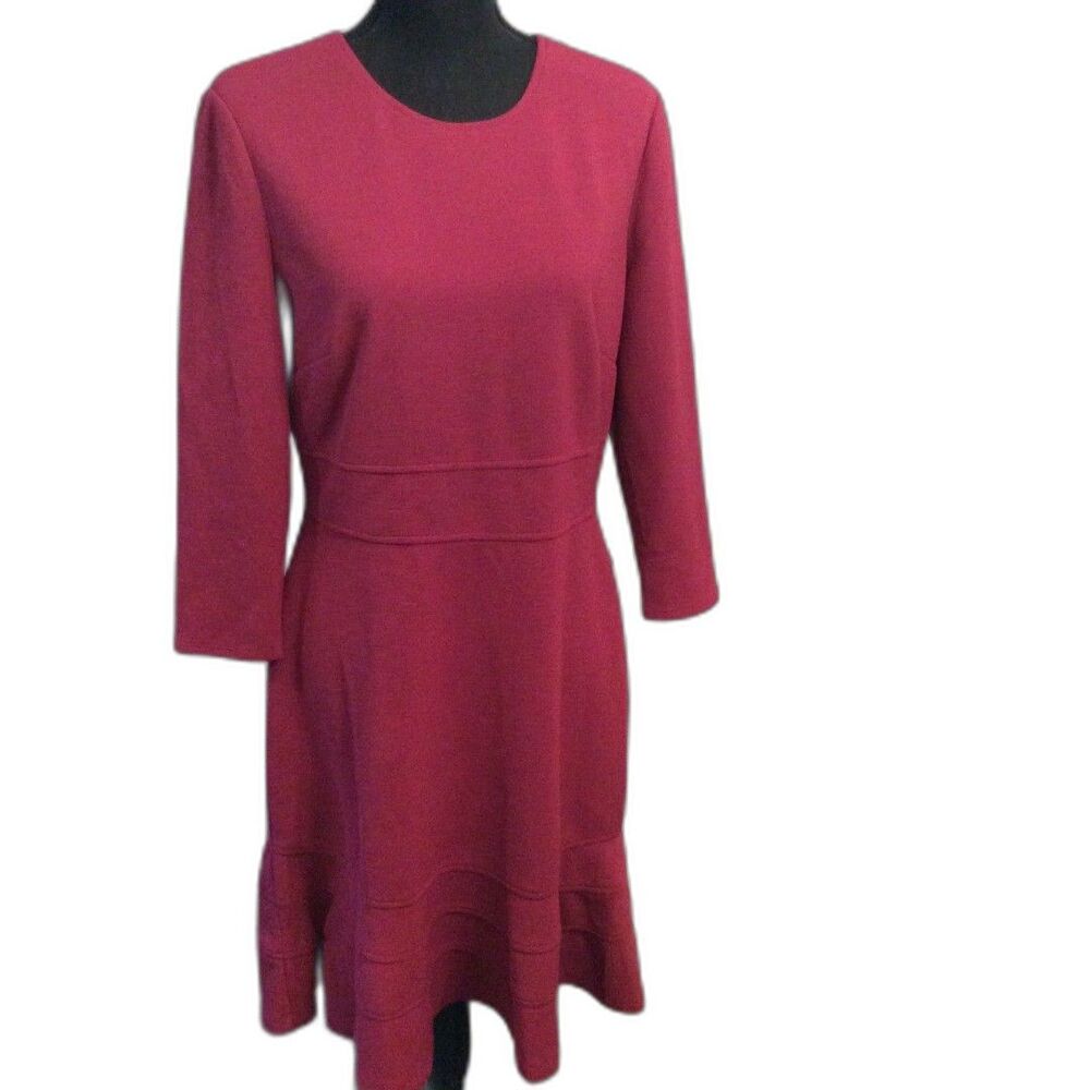 New NWT Maggy London Raspberry Ruffle Long Sleeve Size 12 Dress